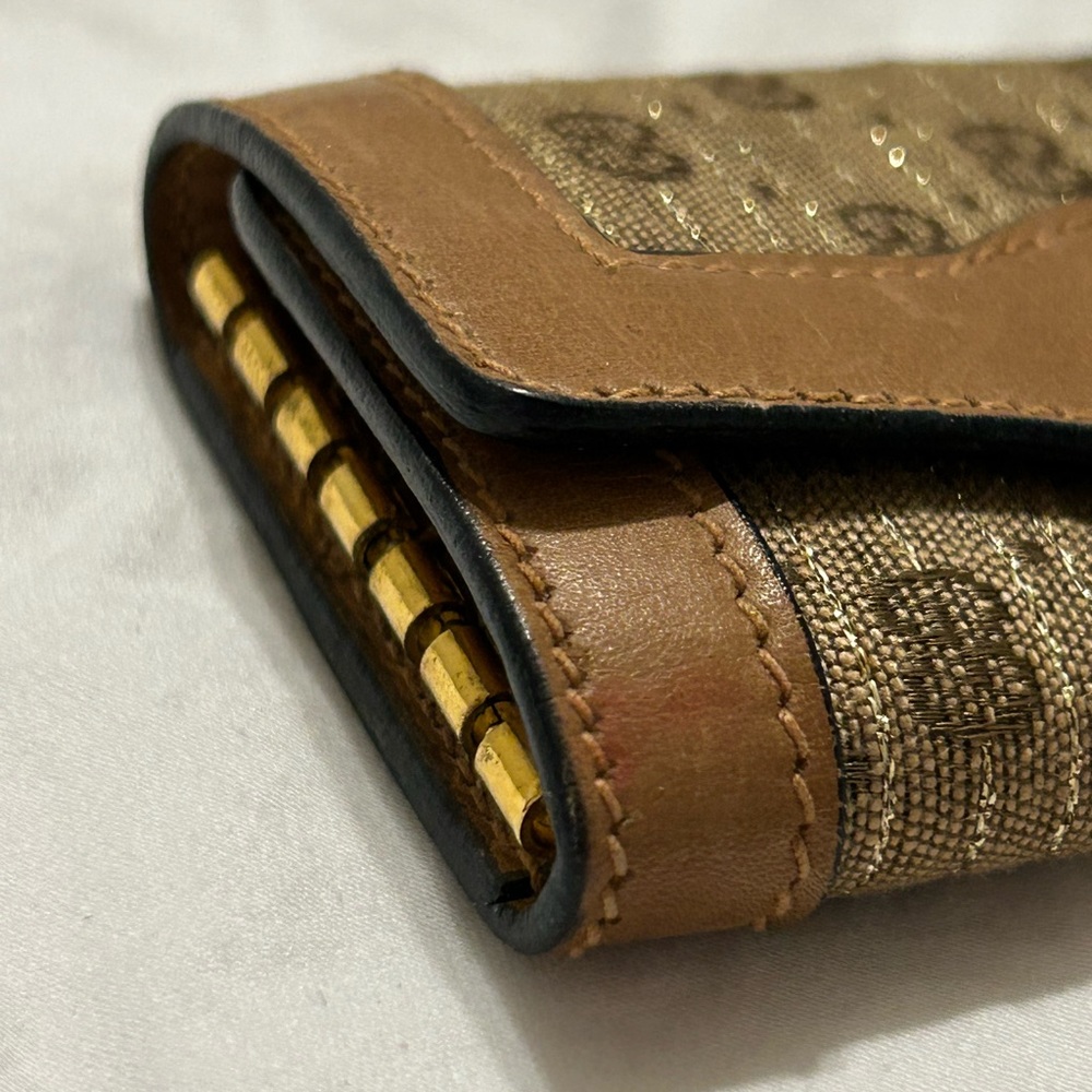Gucci Vintage GG Signiture Leather/ Canvas Key Holder Wallet (Gold Inlay Canvas) - Picture 12 of 16